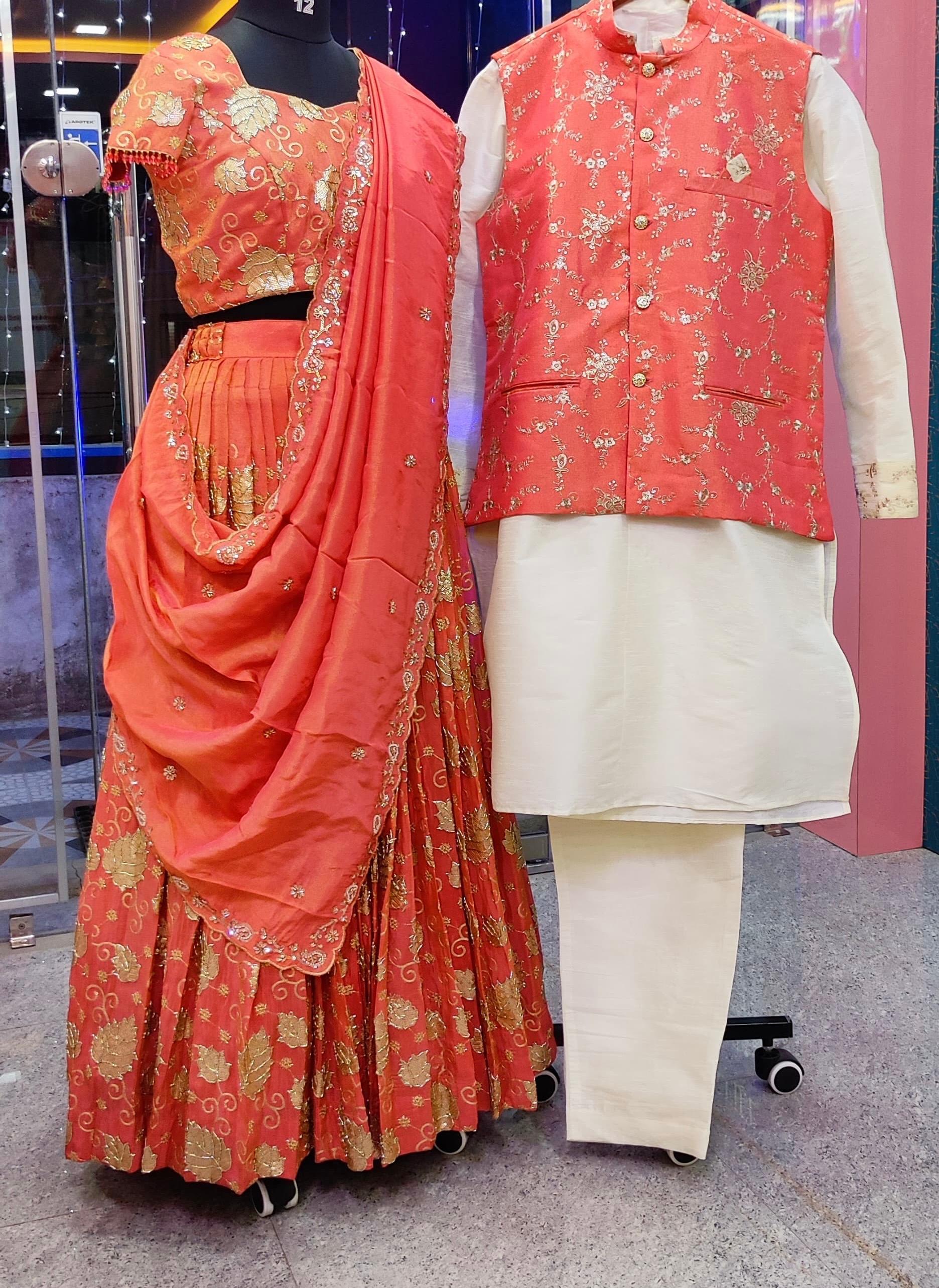 Red Banarasi lehenga with gold zari embroidery and matching blouse