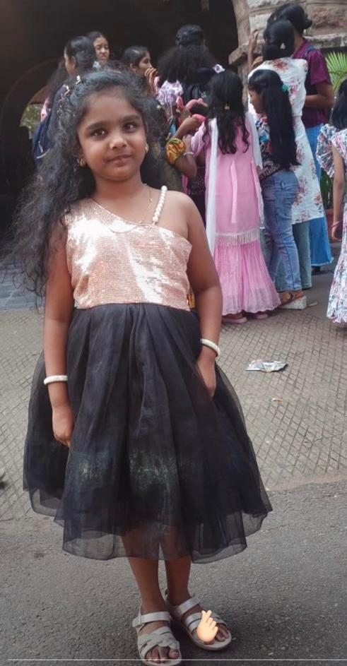 Girls party wear frock with sequin top and pleated black skirt